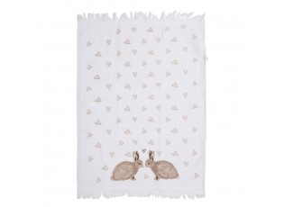 Bílý froté kuchyňský ručník s králíčky a srdíčky Bunnies in Love - 40*66 cm