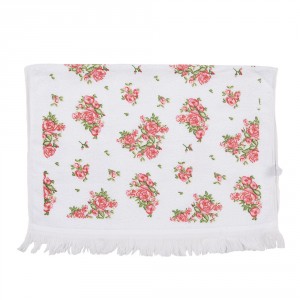 Bílý kuchyňský froté ručník s růžičkami Sweet Roses - 40*66 cm