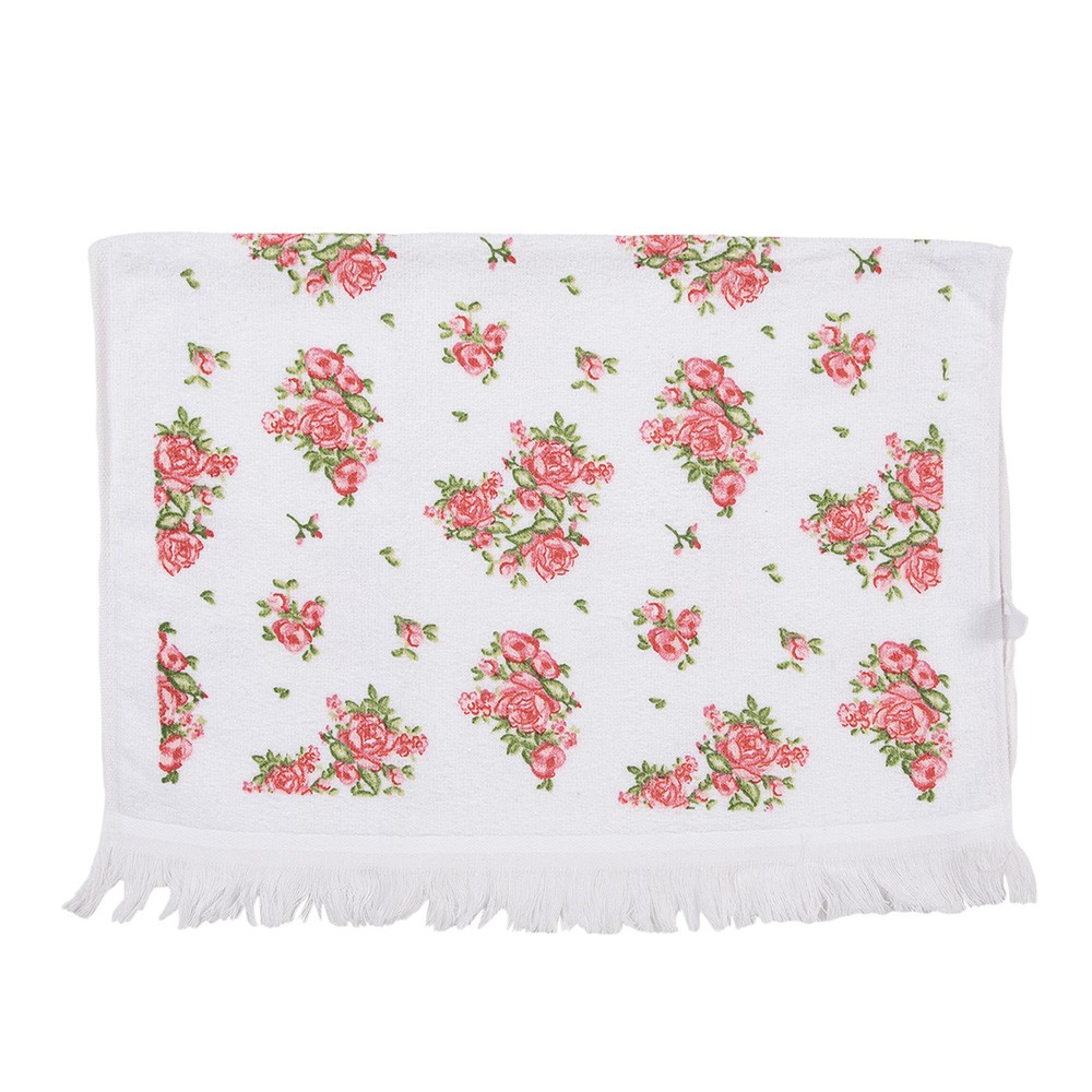 Bílý kuchyňský froté ručník s růžičkami Sweet Roses - 40*66 cm