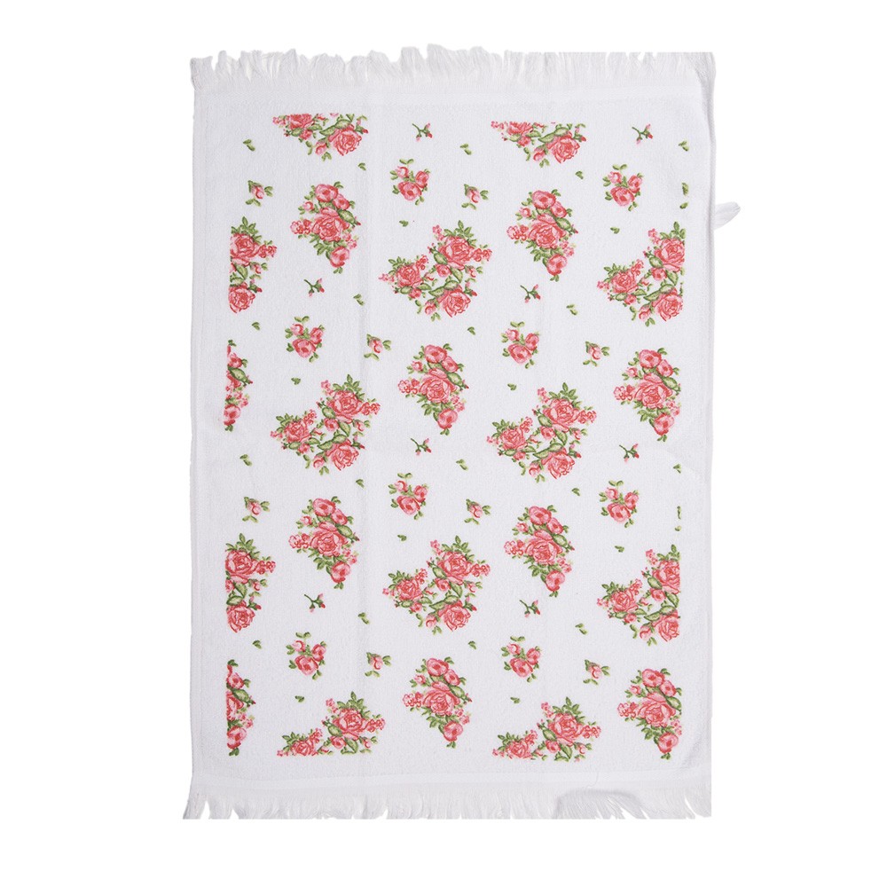 Bílý kuchyňský froté ručník s růžičkami Sweet Roses - 40*66 cm