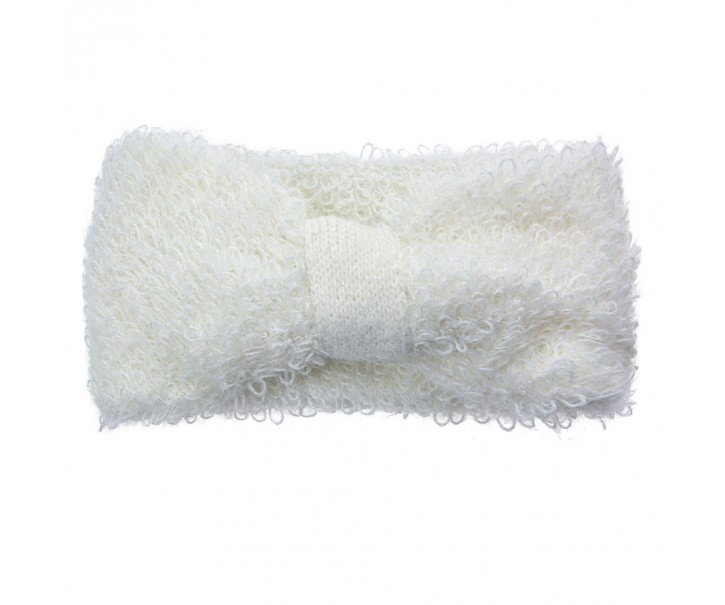 Bílá zimní dámská čelenka - 10*22 cm