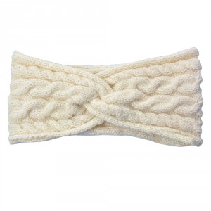 Béžová dámská zimní čelenka - 10*22 cm