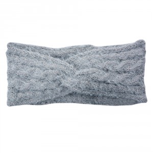 Šedá dámská zimní čelenka - 10*22 cm