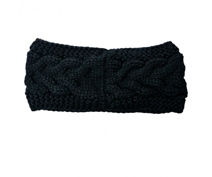 Černá dámská zimní čelenka - 10*22 cm