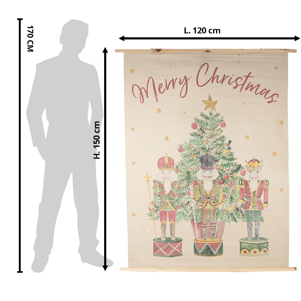 Béžová nástěnná mapa s Louskáčky Merry Christmas - 120*2*150 cm