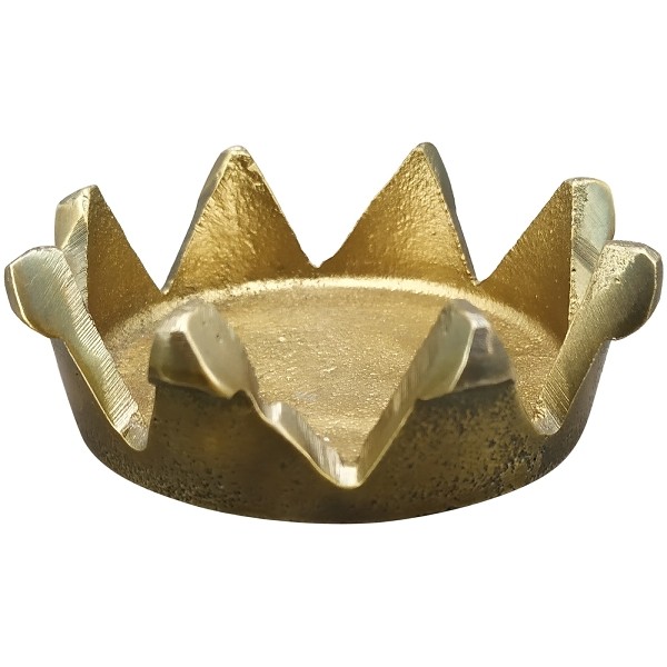 Levně Mosazný antik kovový svícen ve tvaru koruny Crown - Ø 8,5*3cm 254047