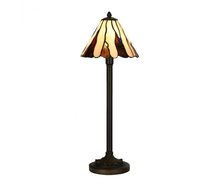 Béžovo-hnědá stolní lampa Tiffany Titto - Ø 20*60 cm E14/ 1*40W Clayre & Eef