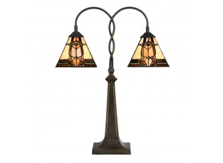 Béžovo-hnědá stolní lampa tiffany Bernadette I - 48*66 cm E27/max 2*40W