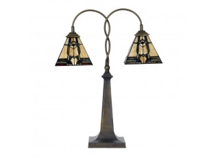Béžovo-hnědá stolní lampa tiffany Bernadette I - 48*66 cm E27/max 2*40W