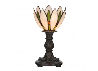 Bílo-hnědá stolní lampa tiffany Gemmnia - Ø 18*30 cm E14/ 1*25W