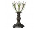 Bílo-hnědá stolní lampa tiffany Gemmnia - Ø 18*30 cm E14/ 1*25W Clayre & Eef