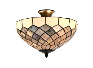 Bílo-šedá stropní lampa Tiffany Paulette - Ø 41*24 cm E14/ 2*40W