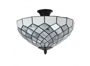 Bílo-šedá stropní lampa Tiffany Paulette - Ø 41*24 cm E14/ 2*40W