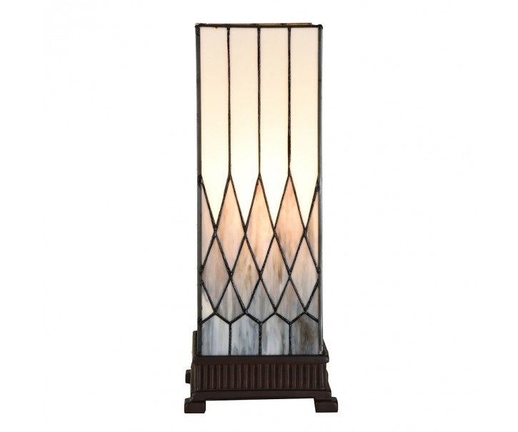 Bílo-šedá stolní lampa Tiffany Paulette - 17*17*43 cm E27/ 1*40W Clayre & Eef