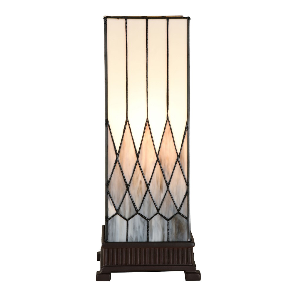 Bílo-šedá stolní lampa Tiffany Paulette - 17*17*43 cm E27/ 1*40W