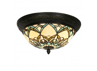 Béžovo-hnědá stropní lampa Tiffany Delafosse - Ø 37*19 cm E14/ 2*40W