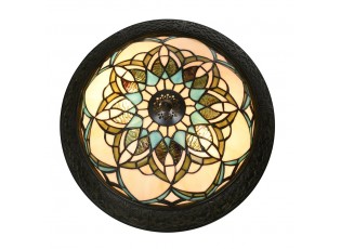 Béžovo-hnědá stropní lampa Tiffany Delafosse - Ø 37*19 cm E14/ 2*40W
