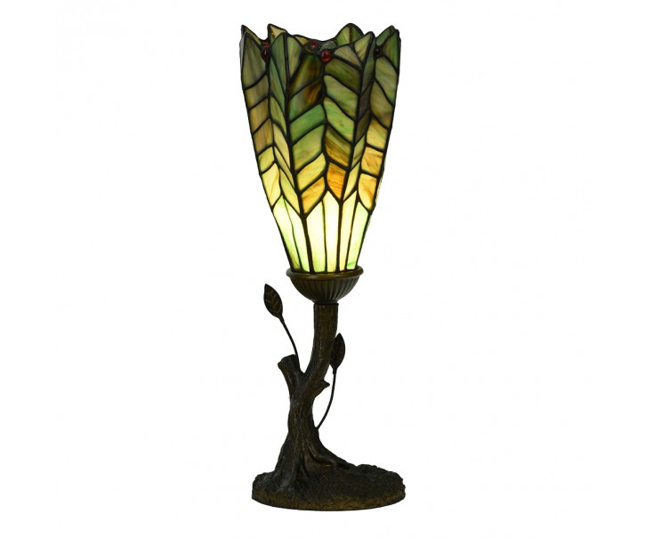 Zelená stolní lampa Tiffany ve tvaru květu - Ø 15*42 cm E14/max 1*25W