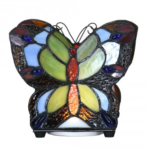 Barevná stolní lampa Tiffany ve tvaru motýla Butterfly - 15*8*13 cm (LED)