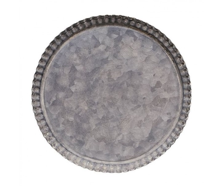 Zinkový antik plechový kulatý dekorační podnos Dorié - Ø 19*1 cm