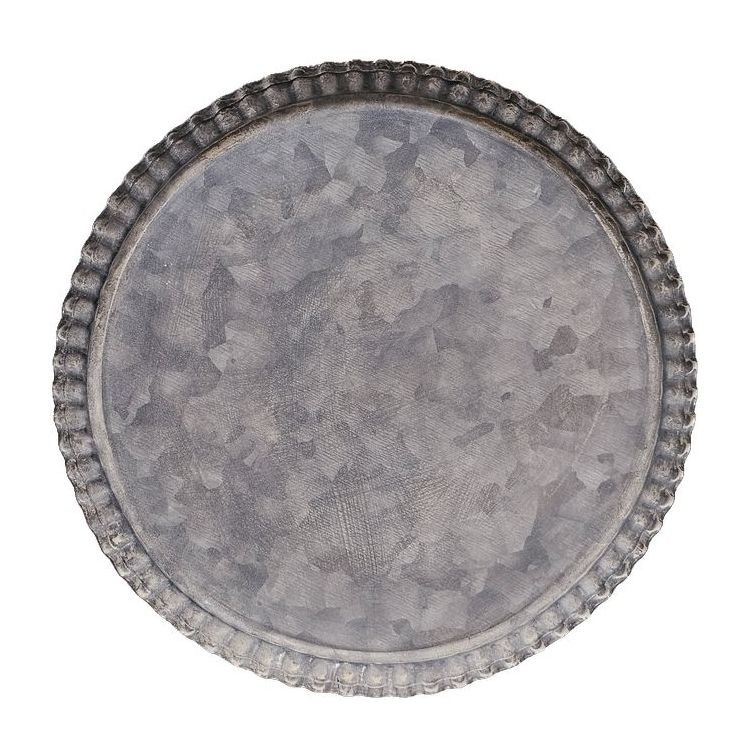 Zinkový antik plechový kulatý dekorační podnos Dorié - Ø 19*1 cm