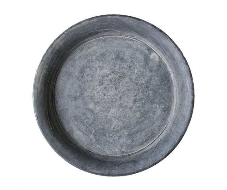 Zinkový antik plechový kulatý dekorační podnos / svícen Dorié - Ø 13*1,5 cm