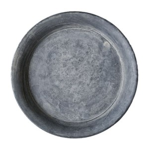 Zinkový antik plechový kulatý dekorační podnos / svícen Dorié - Ø 13*1,5 cm