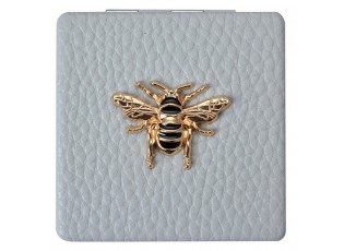 Šedé příruční zrcátko do kabelky se včelkou - 6*6 cm