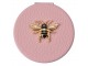 Růžové příruční zrcátko do kabelky se včelkou - Ø 6 cm