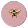 Růžové příruční zrcátko do kabelky se včelkou - Ø 6 cm Barva: růžová, zlatá, stříbrnáMateriál: kov/ sklo