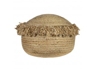Jutový pletený puf na sezení s třásněmi - 50*50*35cm