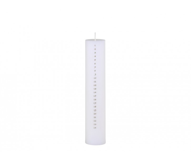 Bílá adventní svíčka s čísly 1- 24 Advent Candle - Ø 5*25cm / 60h