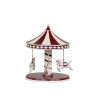 Červeno-bílá vánoční dekorace kolotoč s koníky Vintage Carousel - Ø 14*17 cm