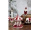 Červeno-bílá vánoční dekorace kolotoč s koníky Vintage Carousel - Ø 14*17 cm