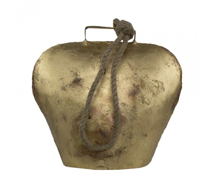 Zlatý kovový zvonek ve tvaru kravského zvonu - 16*8*16 cm