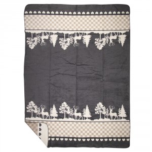 Šedý oboustranný pléd s jeleny v lese Forest XL - 150*200 cm