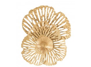 Zlatá antik nástěnná kovová dekorace květ Callien - 24*5*28 cm