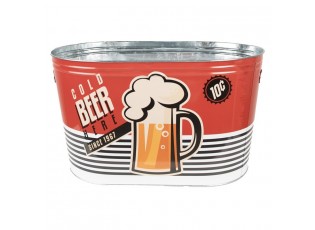 Červený plechový chladící box na pivo Beer Ice - 40*25*23 cm