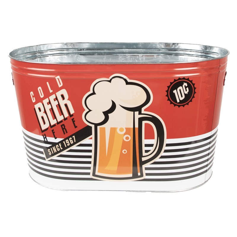 Červený plechový chladící box na pivo Beer Ice - 40*25*23 cm Clayre & Eef