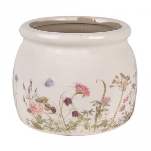 Keramický obal na květináč s lučními květy Flowers of Love S - Ø 12*10 cm