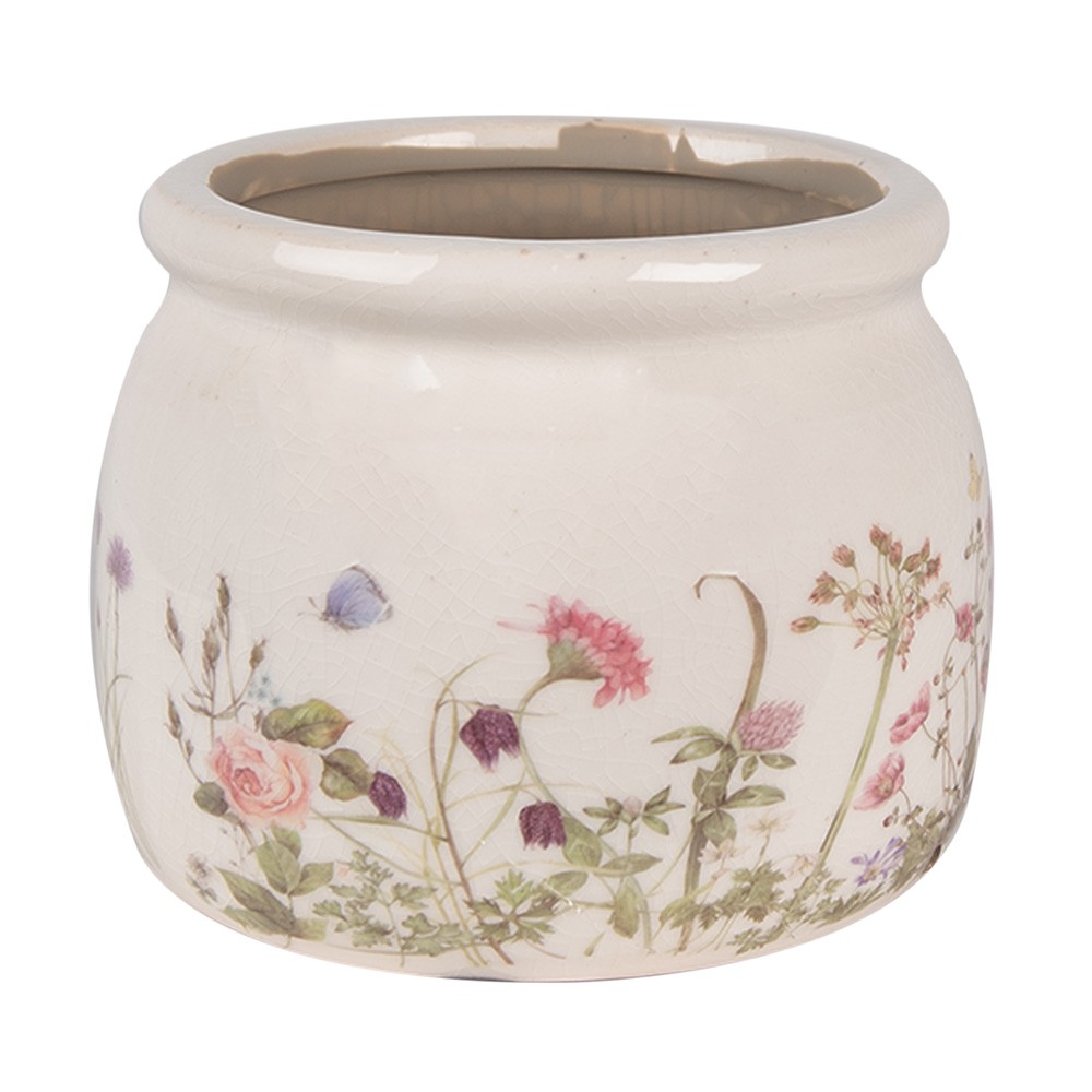 Keramický obal na květináč s lučními květy Flowers of Love S - Ø 12*10 cm