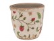 Béžový keramický obal na květináč s jahůdkami Wild Strawberries XS - Ø 11*10 cm