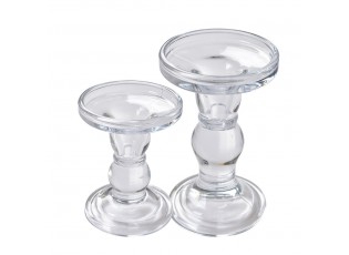 Skleněný transparentní svícen na úzkou i širokou svíčku - Ø 8*14 cm