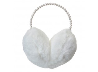 Bílé dívčí klapky na uši s perličkami - one size