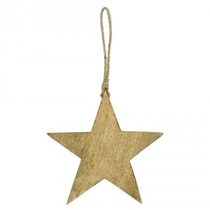 Dekorace přírodní dřevěná hvězda na provázku - 15*2*15cm