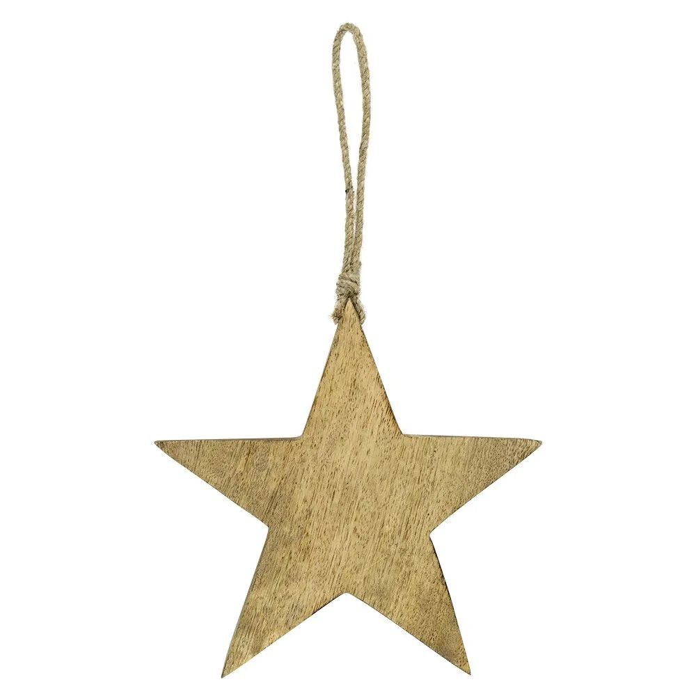Dekorace přírodní dřevěná hvězda na provázku - 15*2*15cm