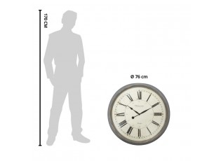 Šedo-béžové antik nástěnné hodiny Willi - Ø 76*6 cm / 1*AA
