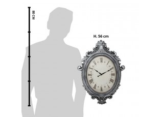Stříbrné antik nástěnné hodiny - 56*6*76 cm / 1*AA