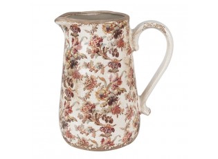Béžový keramický džbán s květy Flovia L - 21*15*23 cm