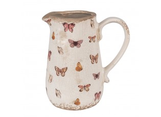 Béžový keramický džbán s motýlky Butterfly Paradise M - 16*12*18 cm